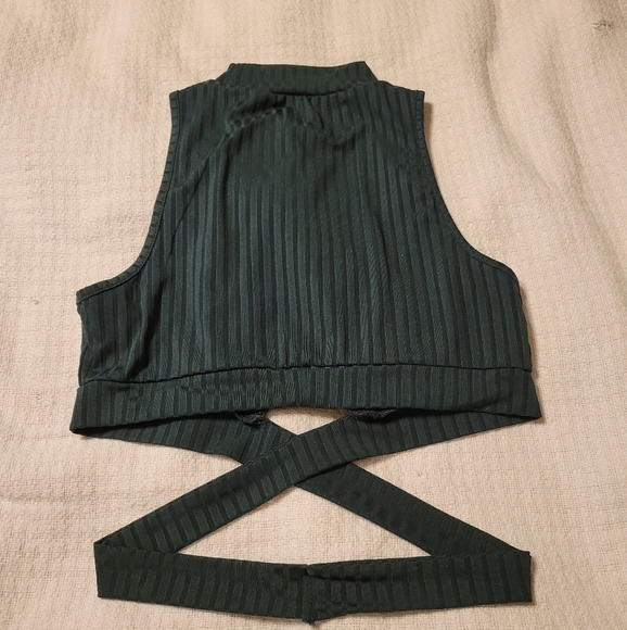 HALTER TOP GREEN STRAPPY TANK TOP - Picture 5 of 5